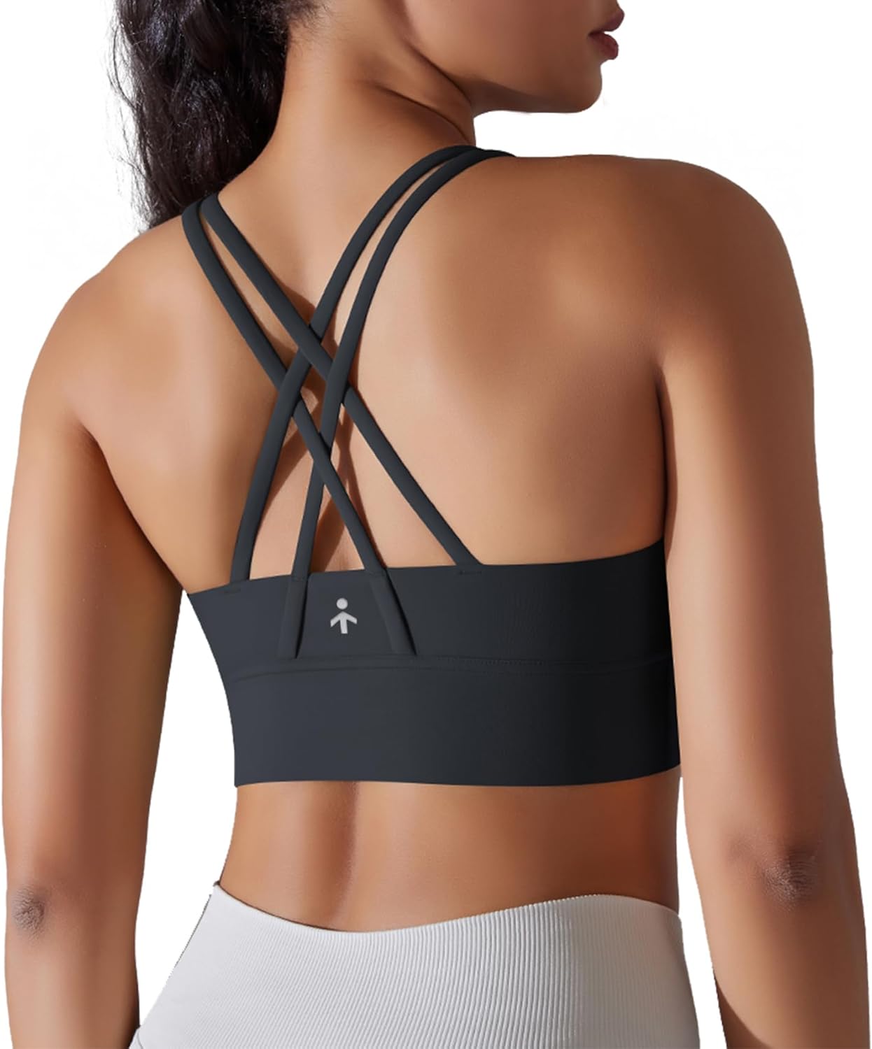 Aurlane Sports Bra for Women Padded Criss Cross Strappy Yoga Bras Cropped Tank Tops