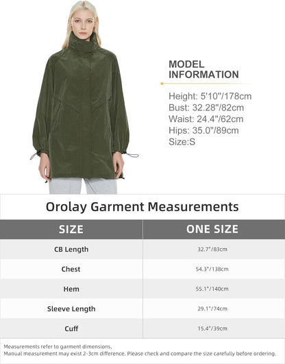 Aurlane Women's Lightweight Windbreaker Hooded Rain Jacket Relaxed Fit Raincoat with Pockets for Outdoor