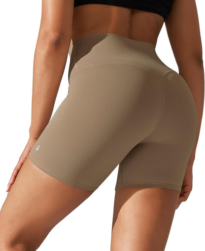 Aurlane Workout Shorts for Women - Naked Feeling Biker Shorts Yoga Soft High Waisted Moisture Wicking Running Shorts