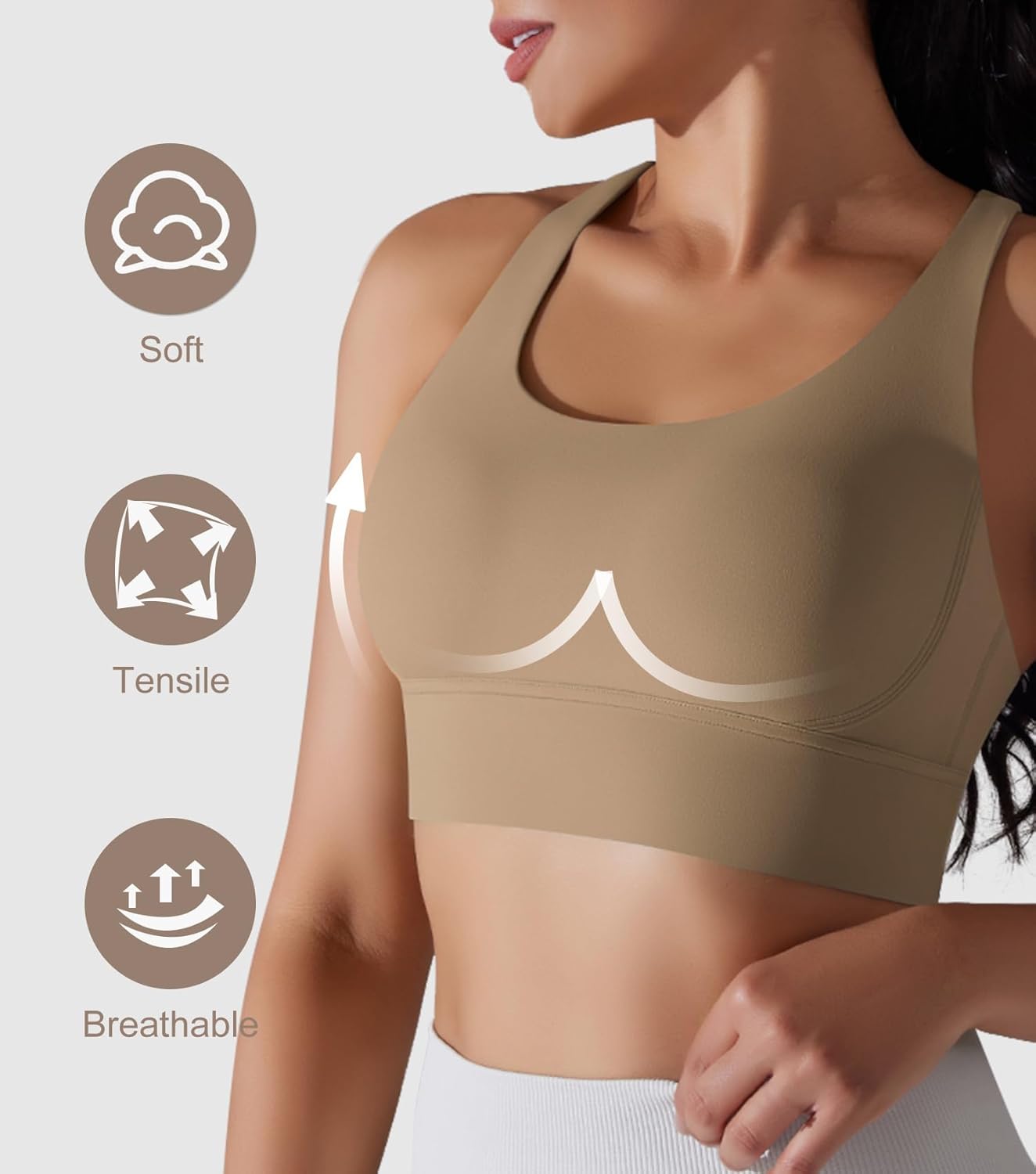 Aurlane Sports Bra for Women Padded Criss Cross Strappy Yoga Bras Cropped Tank Tops