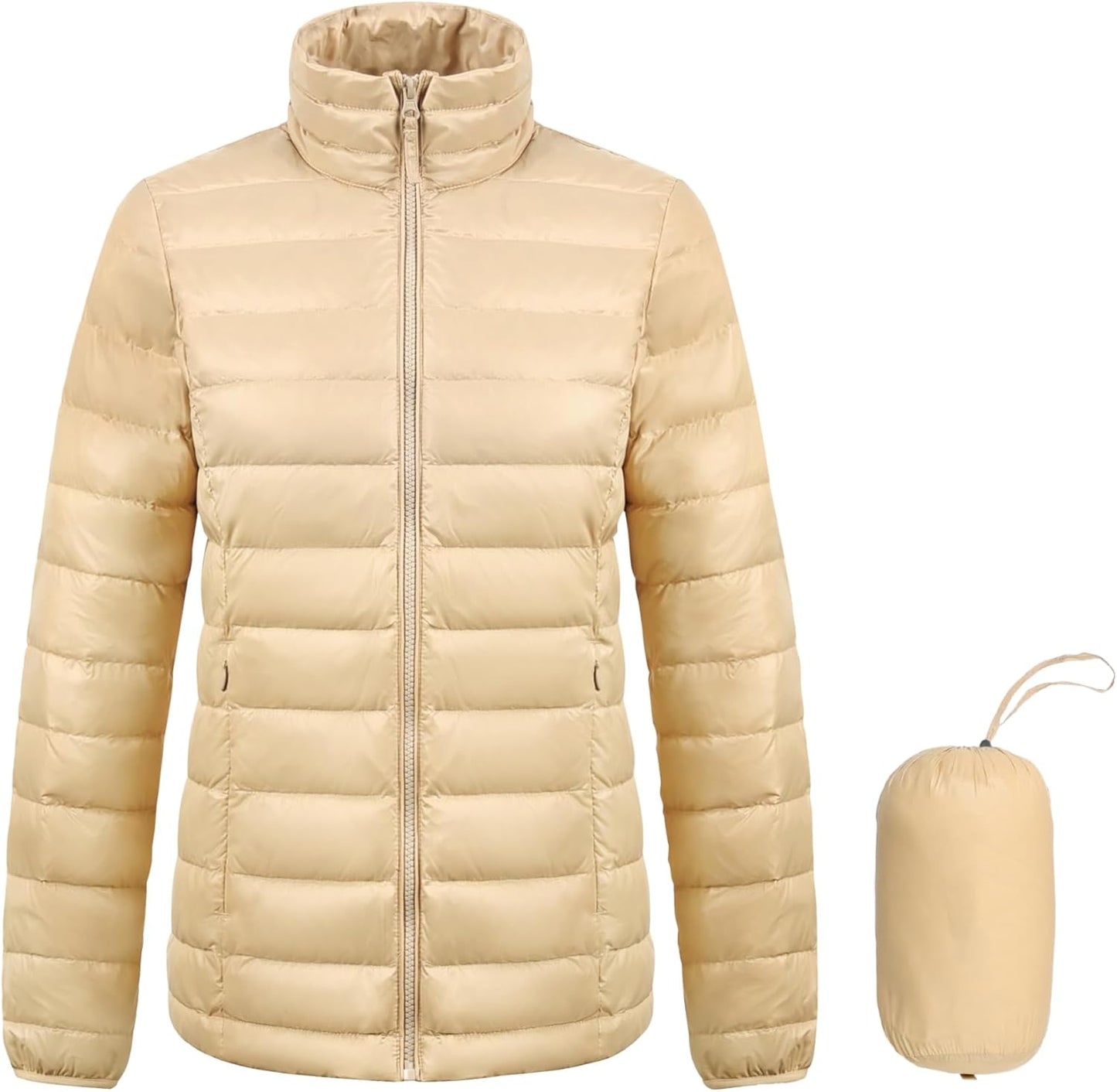 Aurlane Women's Lightweight Packable Down Jacket Quilted Puffer Coat with Stand Collar