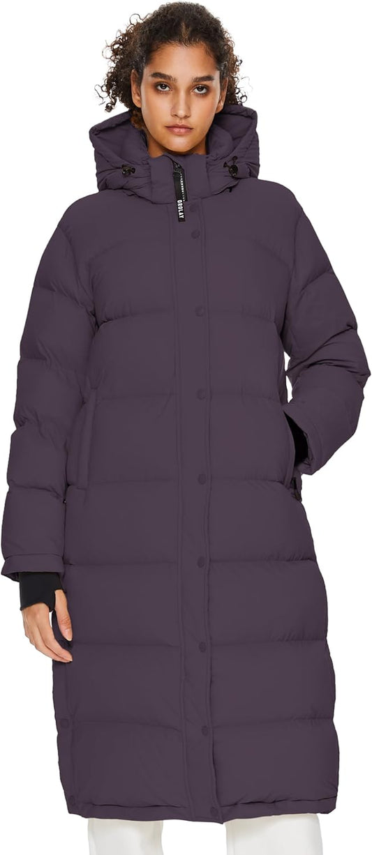 Aurlane Women's Maxi Puffer Jacket Winter Warm Down Coat Casual Loose Jacket with Detachable Hood