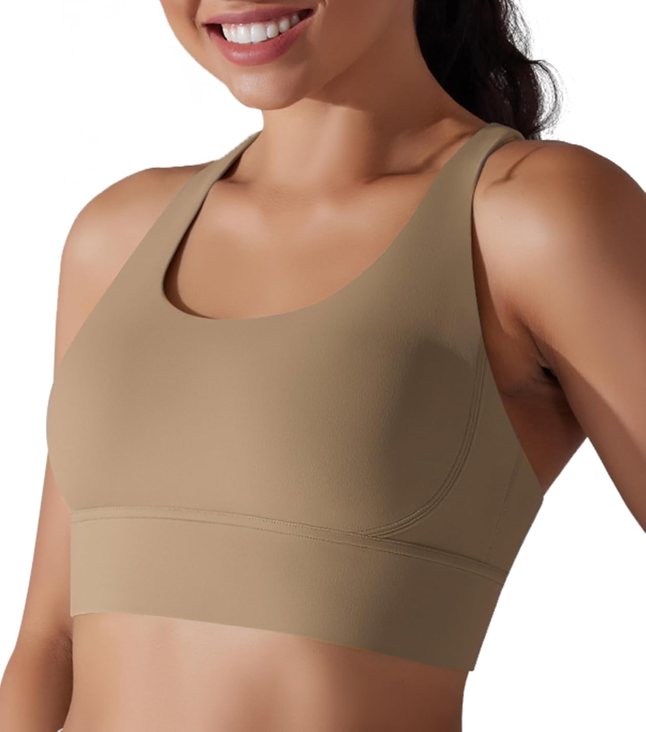 Aurlane Sports Bra for Women Padded Criss Cross Strappy Yoga Bras Cropped Tank Tops