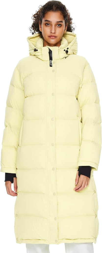 Aurlane Women's Maxi Puffer Jacket Winter Warm Down Coat Casual Loose Jacket with Detachable Hood