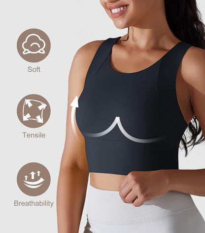 Aurlane Women's Wireless Racerback Sports Bras Medium Support Padded Workout Gym Yoga Tops