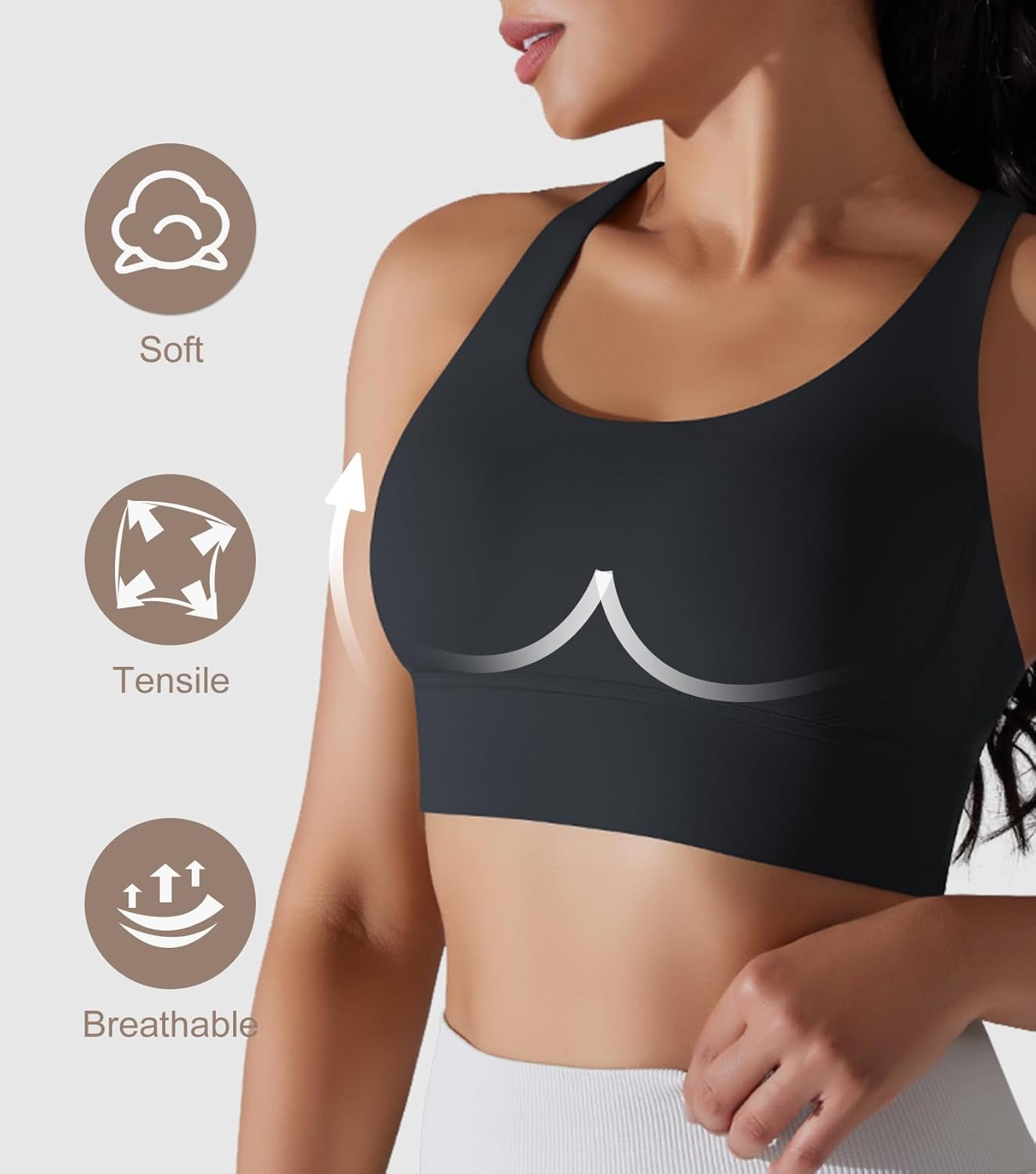 Aurlane Sports Bra for Women Padded Criss Cross Strappy Yoga Bras Cropped Tank Tops