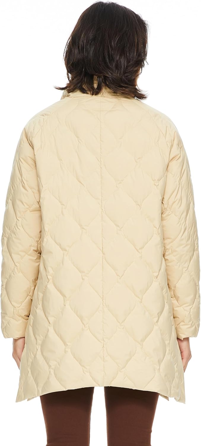 Aurlane Women's Oversized Quilted Down Jacket Lightweight Puffer Casual Coat Long-Sleeve Padded Insulated with Pockets