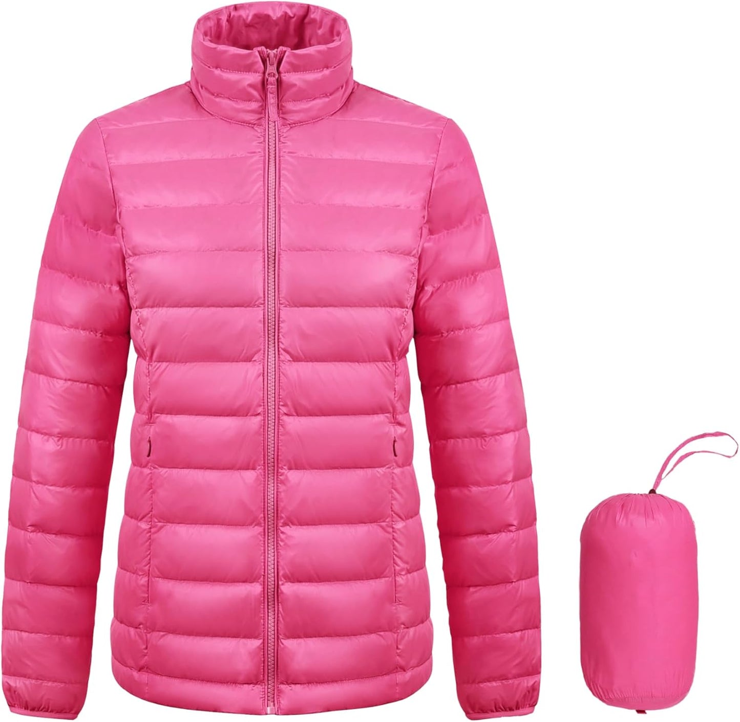 Aurlane Women's Lightweight Packable Down Jacket Quilted Puffer Coat with Stand Collar