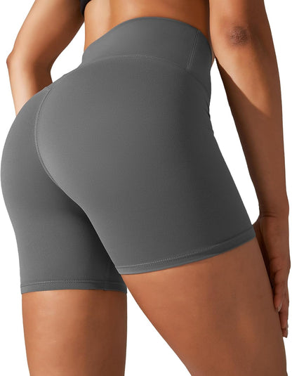 Aurlane Workout Shorts for Women - Naked Feeling Biker Shorts Yoga Soft High Waisted Moisture Wicking Running Shorts