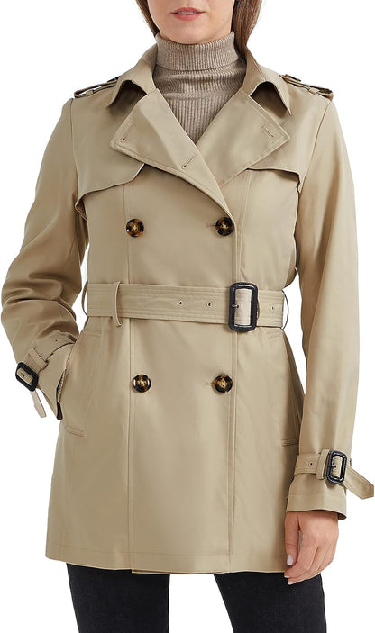 Aurlane Women's Double Breasted Trench Coat Windbreaker Jacket with Belt