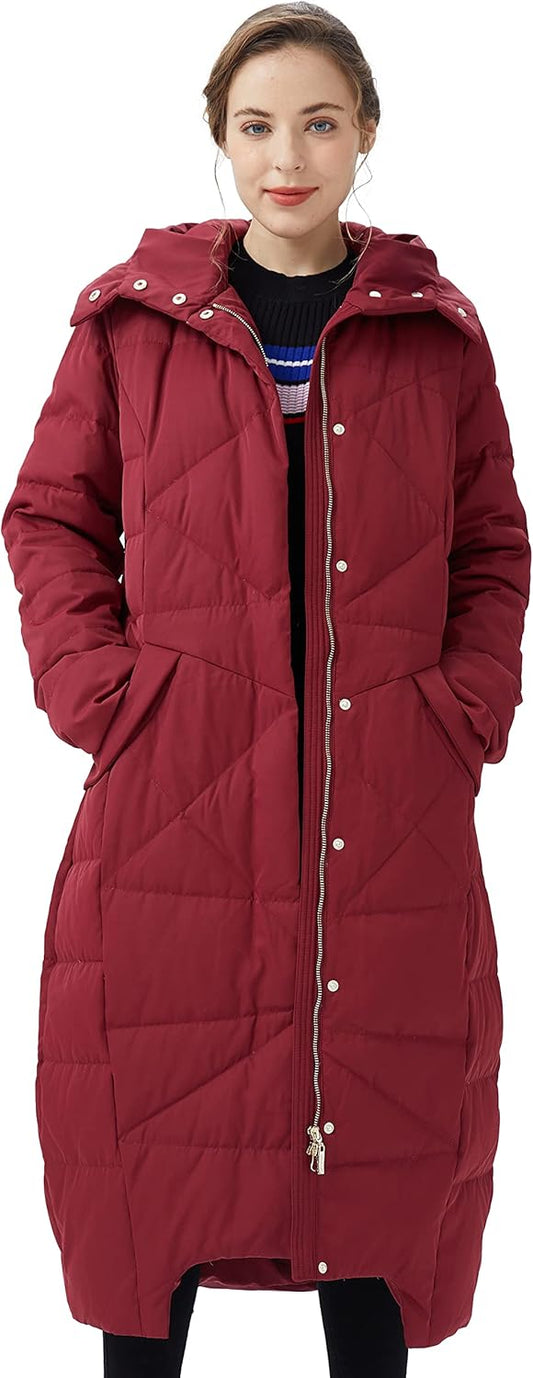 Aurlane Women's Puffer Down Coat Winter Maxi Jacket with Hood