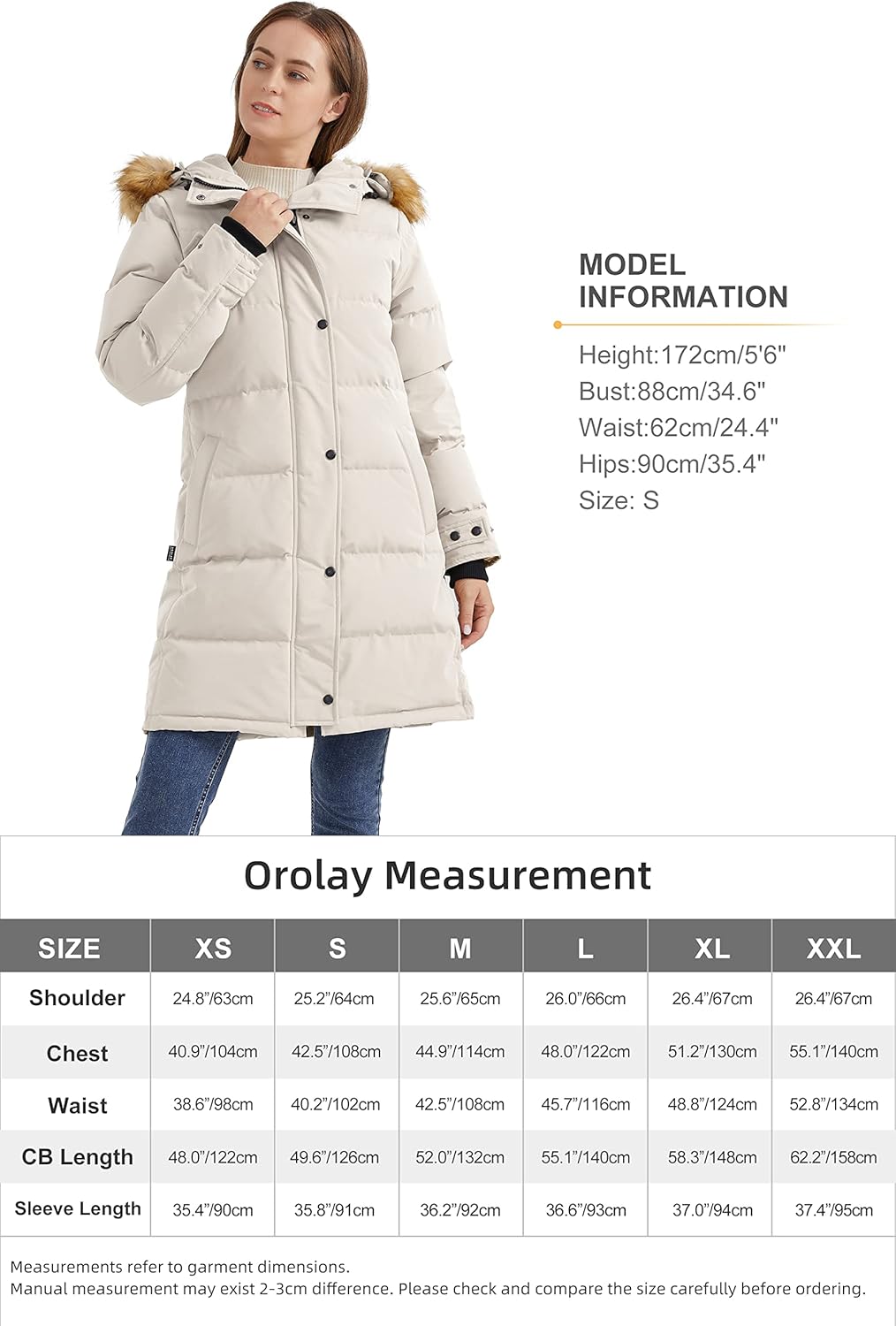 Aurlane Women's Thickened Down Coat Long Puffer Jacket with Adjustable Hood Quilted Warm Winter Parka