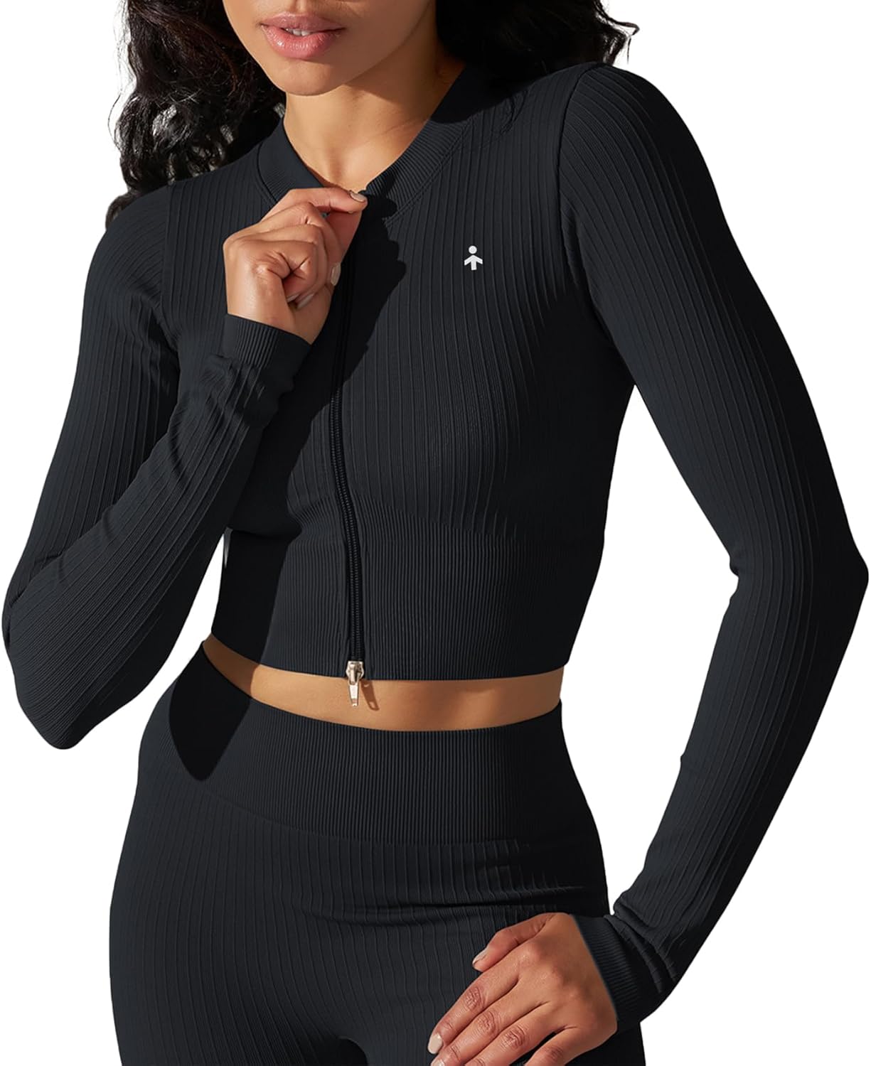 Aurlane Women's Athletic Full Zip Jacket Long Sleeve Workout Tops Slim Fit Running Shirts