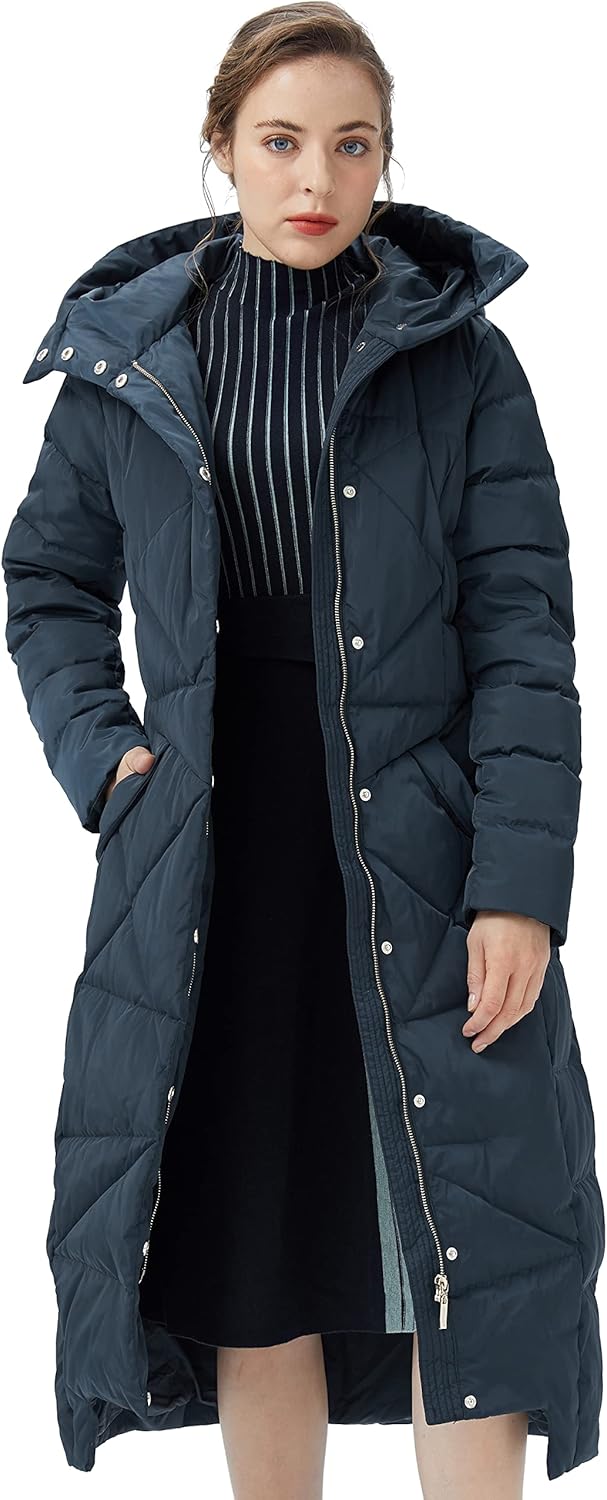 Aurlane Women's Puffer Down Coat Winter Maxi Jacket with Hood