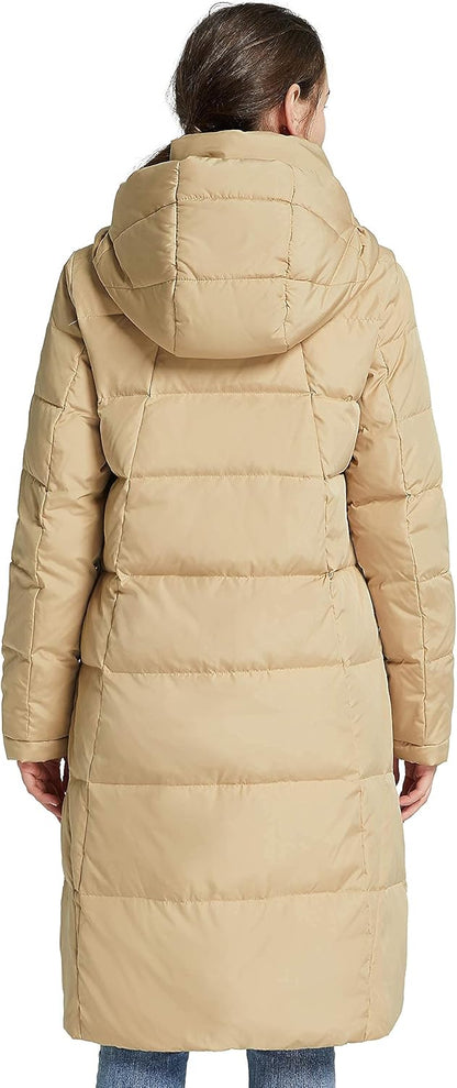 Aurlane Women's Hooded Down Jacket Long Winter Coat