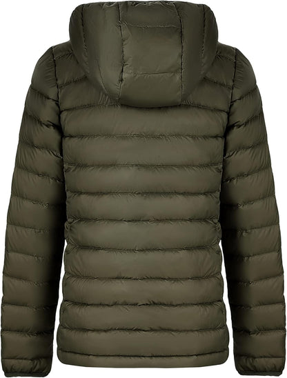 Aurlane Women's Packable Down Jacket Hooded Ultra Light Weight Short Puffer Coat with Pockets