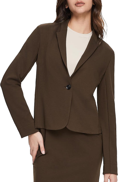 Aurlane Women's Casual Lightweight Blazer Jacket Long Sleeve Open Front Lapel Cardigan Work Office Summer Suit