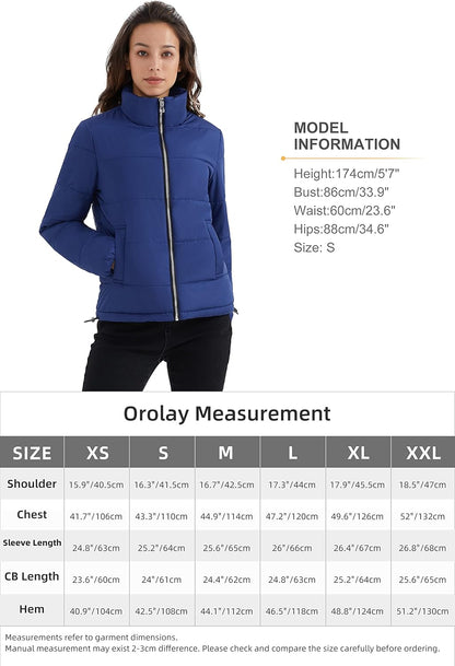 Aurlane Women's Lightweight Puffer Jacket Casual Short Length Winter Coat