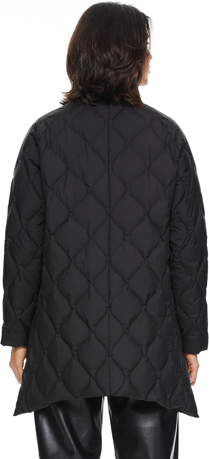 Aurlane Women's Oversized Quilted Down Jacket Lightweight Puffer Casual Coat Long-Sleeve Padded Insulated with Pockets