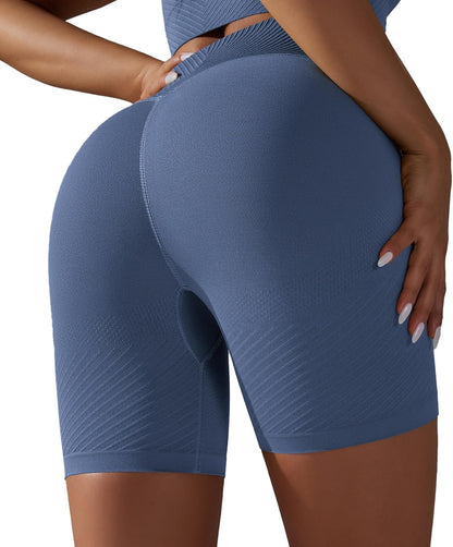 Aurlane Yoga Shorts for Women - Tummy Control Butt Lifting Shorts Seamless Mid Rise Workout Running Tights