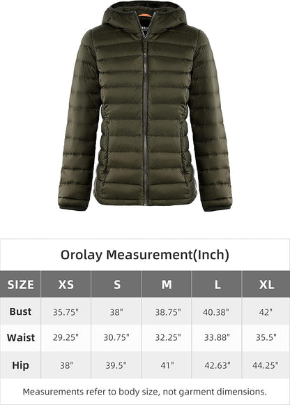 Aurlane Women's Packable Down Jacket Hooded Ultra Light Weight Short Puffer Coat with Pockets