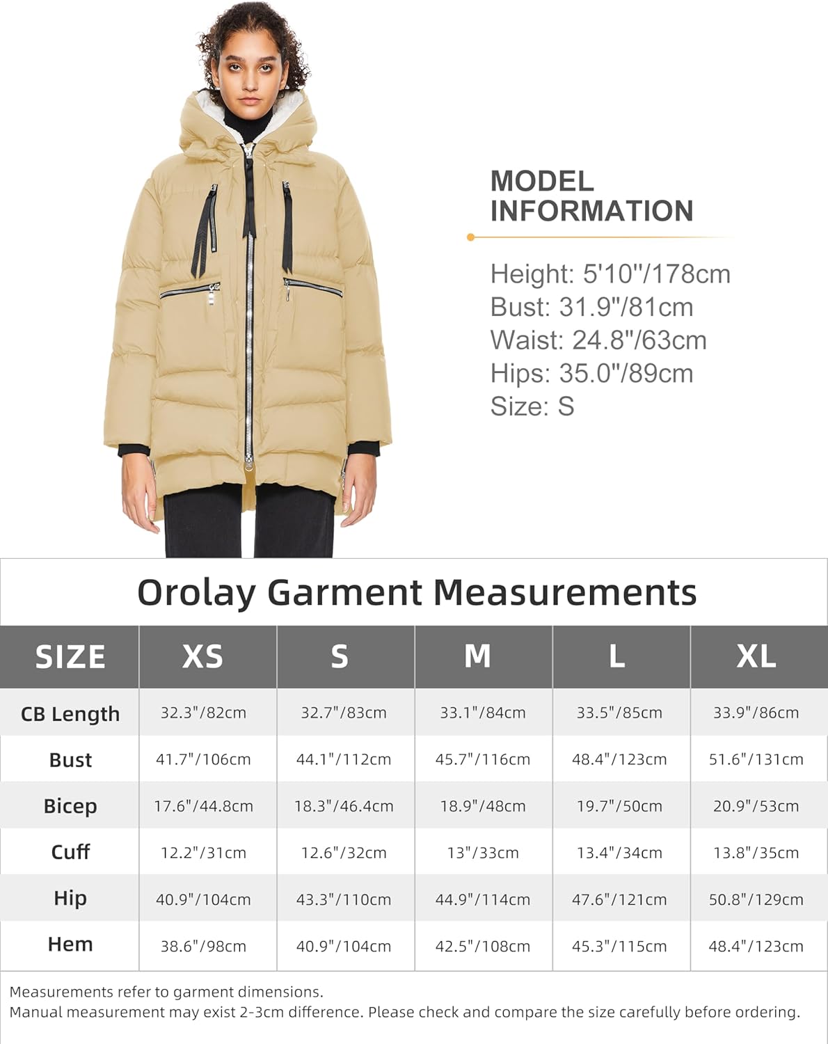 Aurlane Women's Winter Puffer Jacket - Fleece Lined Hooded Down Coat Casual Overcoat with Pockets