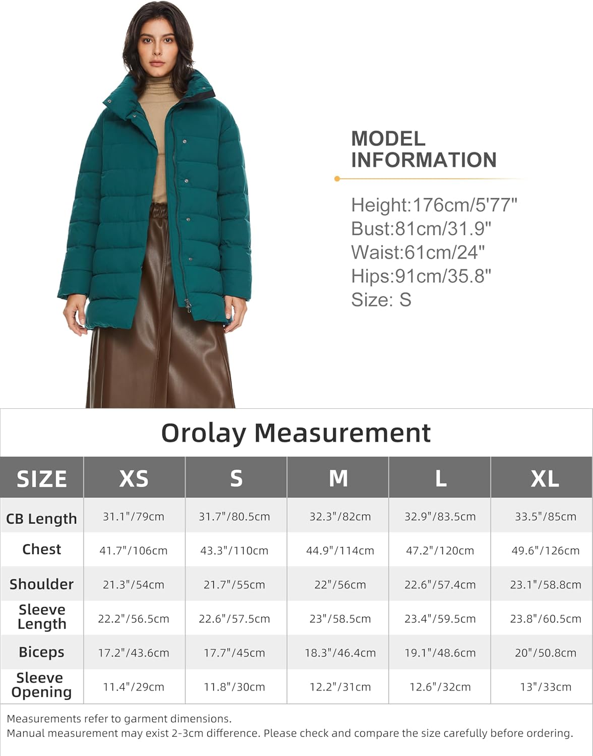 Aurlane Women's Winter Puffer Jacket - Quilted Lightweight Padded Coat Oversized Zip Up Stand Collar Warm Outerwear