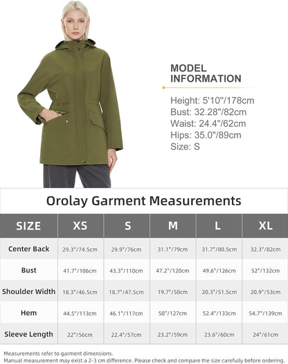 Aurlane Women's Military Anorak Jacket Zip-Up Windbreaker Active Hooded Outerwear with Pockets