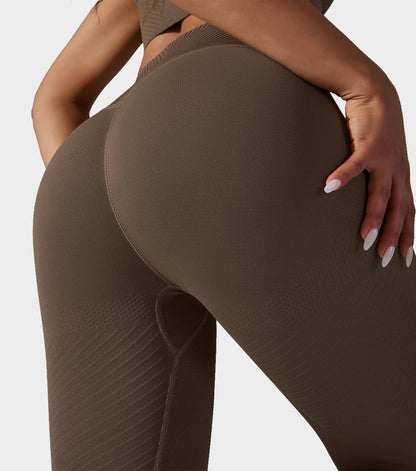 Aurlane Workout Leggings for Women - Tummy Control 7/8 Butt Lifting Seamless Yoga Pants Mid Rise Running Tights