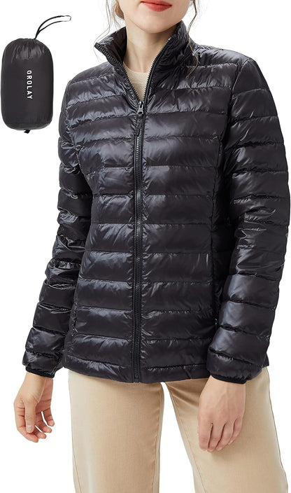 Aurlane Women's Lightweight Packable Down Jacket Quilted Puffer Coat with Stand Collar