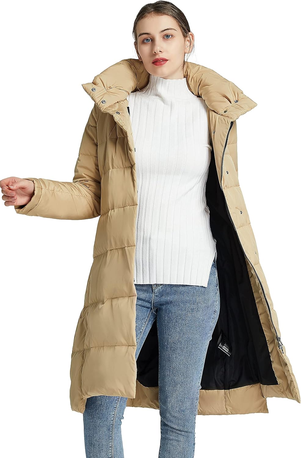 Aurlane Women's Hooded Down Jacket Long Winter Coat