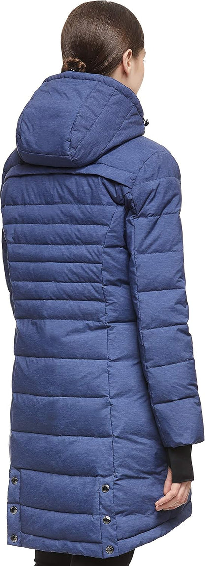 Aurlane Women's Winter Down Jacket Long Quilted Puffer Coat Warm Hooded Slim Fit Outerwear