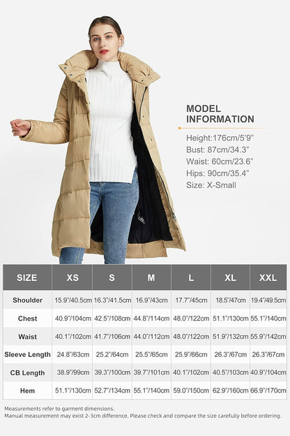 Aurlane Women's Hooded Down Jacket Long Winter Coat