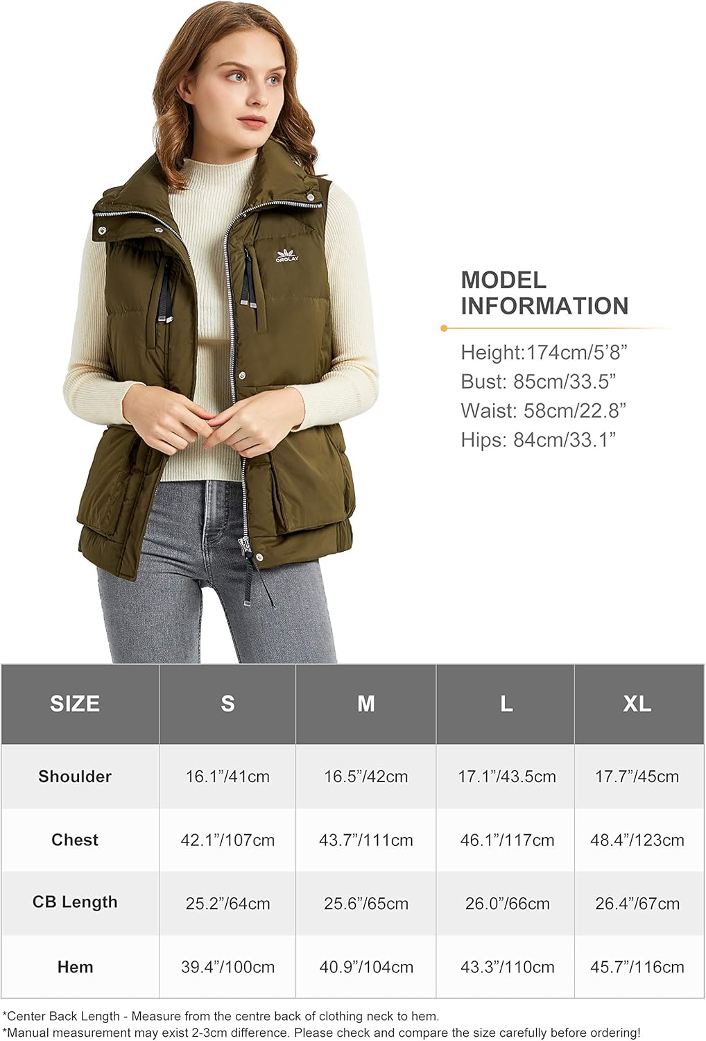 Aurlane Women's Light Down Vest Packable Stand Collar Jacket Winter Puffer Gilet