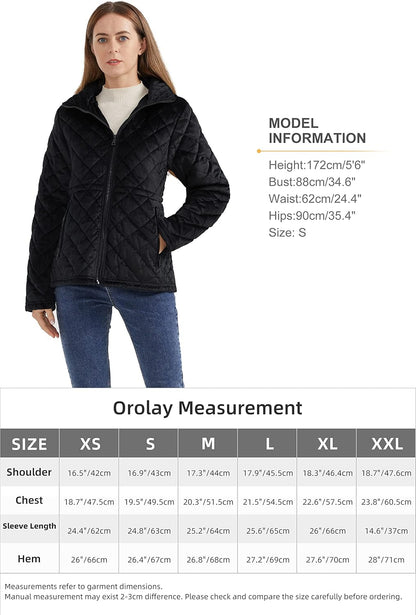 Aurlane Women's Casual Hooded Jacket Lightweight Warm Quilted Coat with Pockets