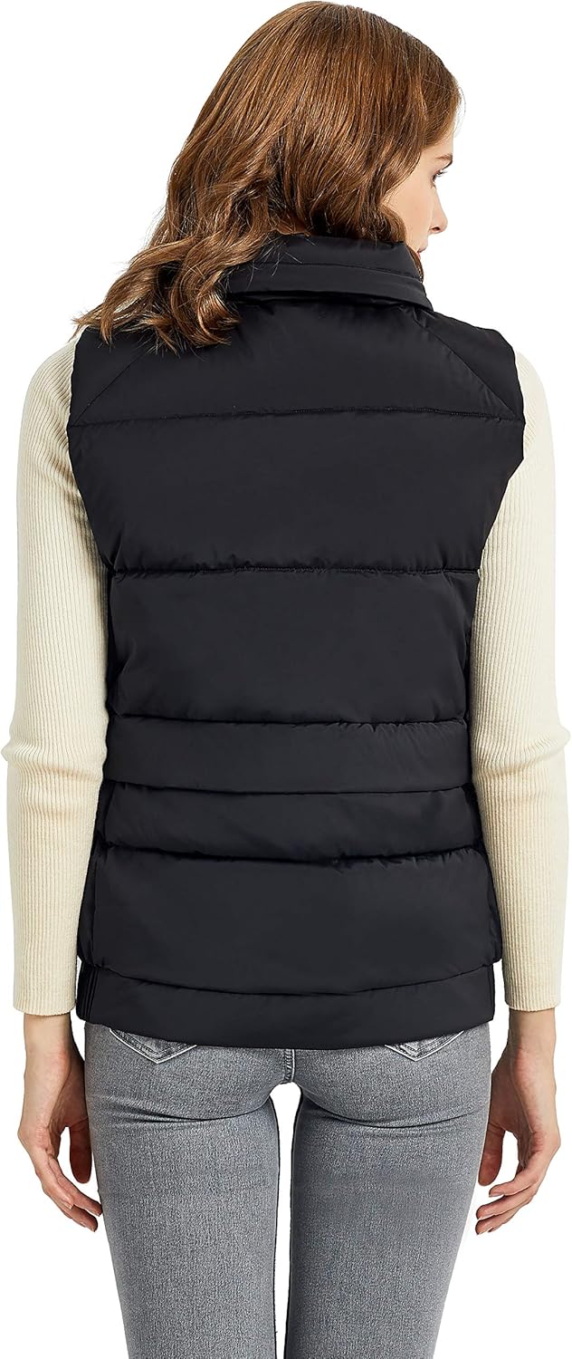 Aurlane Women's Light Down Vest Packable Stand Collar Jacket Winter Puffer Gilet